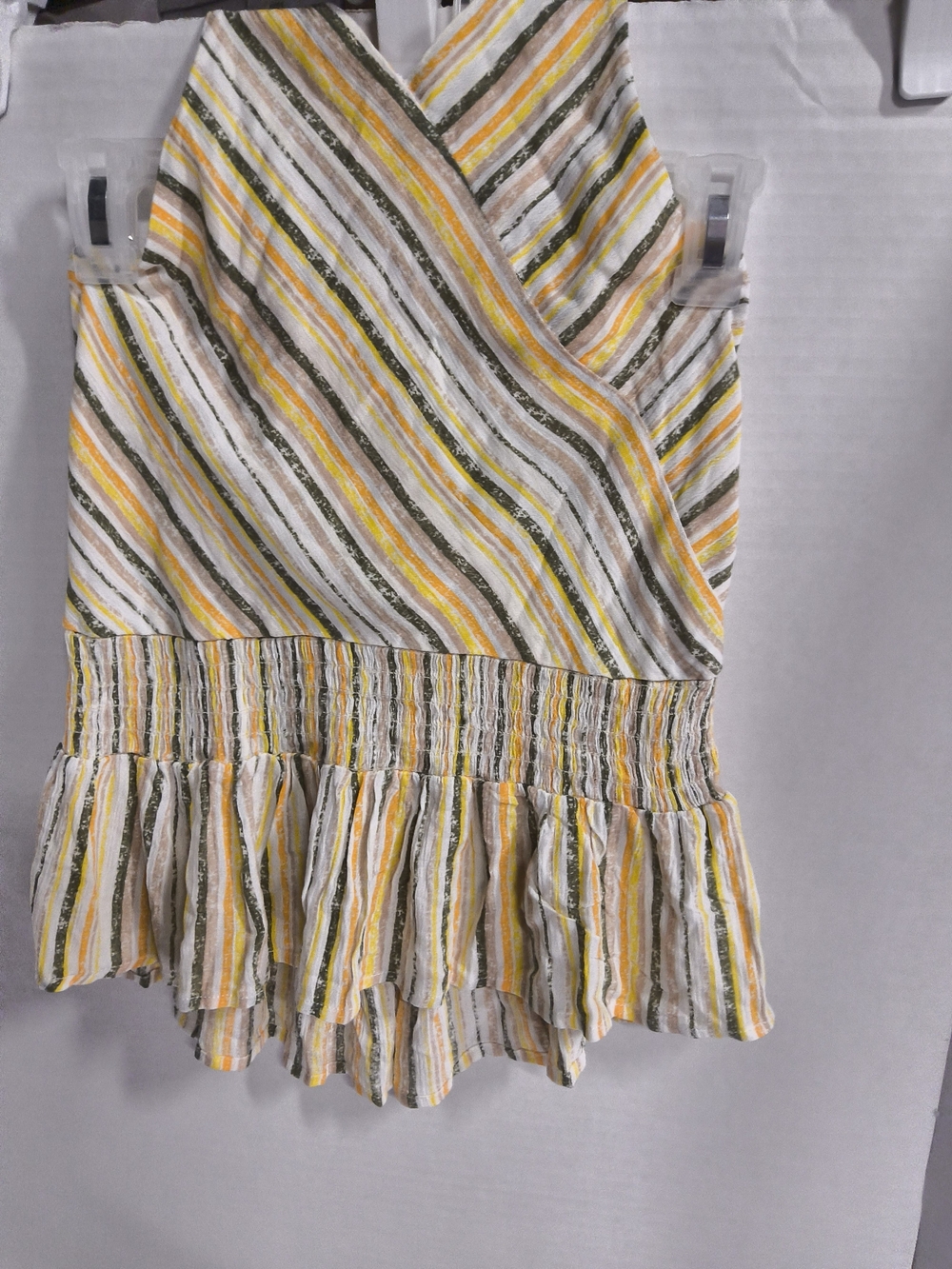 NWT Speechless Kids Striped Ruffle Halter Top in Yellow, Green & Tan